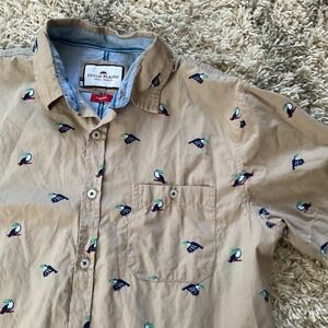 Ditch Plains Men's‎ Tan Short Sleeve Button Up Shirt Toucan Print Size L